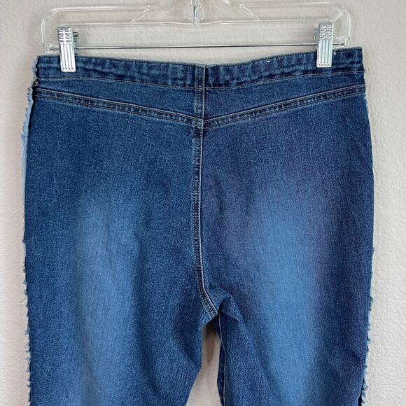 Younique Jeans Vintage Y2K Women's 9 Lace Up Leg Mid Rise Capris Stretch Denim - Picture 5 of 6